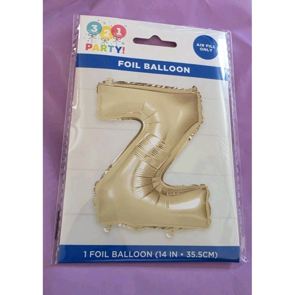 321 Party Foil Gold Balloon 14"  Z NEW NIP Air Fill Only #1263-1265